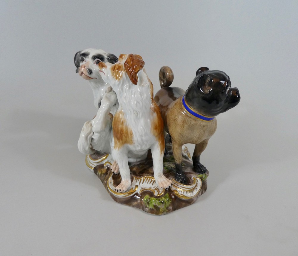 Meissen porcelain group of dogs, c. 1860. View VI