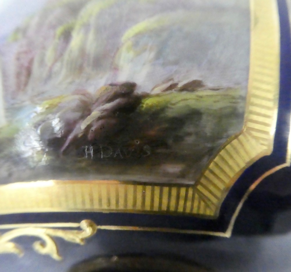 Royal Worcester porcelain Warwick Vase, signed Harry Davis, dated 1925. View V