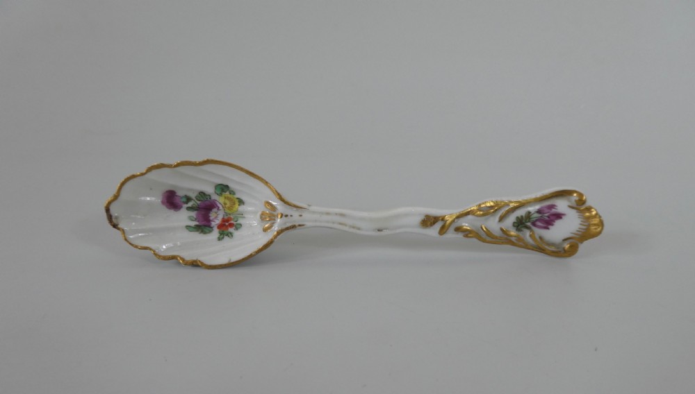 Bristol porcelain cup, saucer & spoon, c. 1775. Ludlow Service. View II