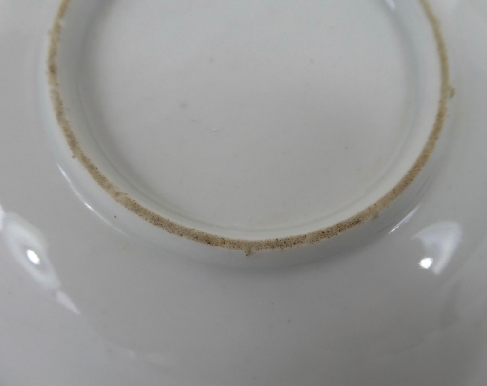Bristol porcelain cup, saucer & spoon, c. 1775. Ludlow Service. View VII