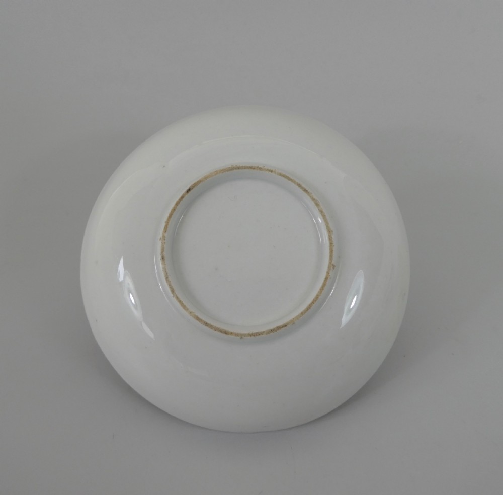 Bristol porcelain cup, saucer & spoon, c. 1775. Ludlow Service. View VIII