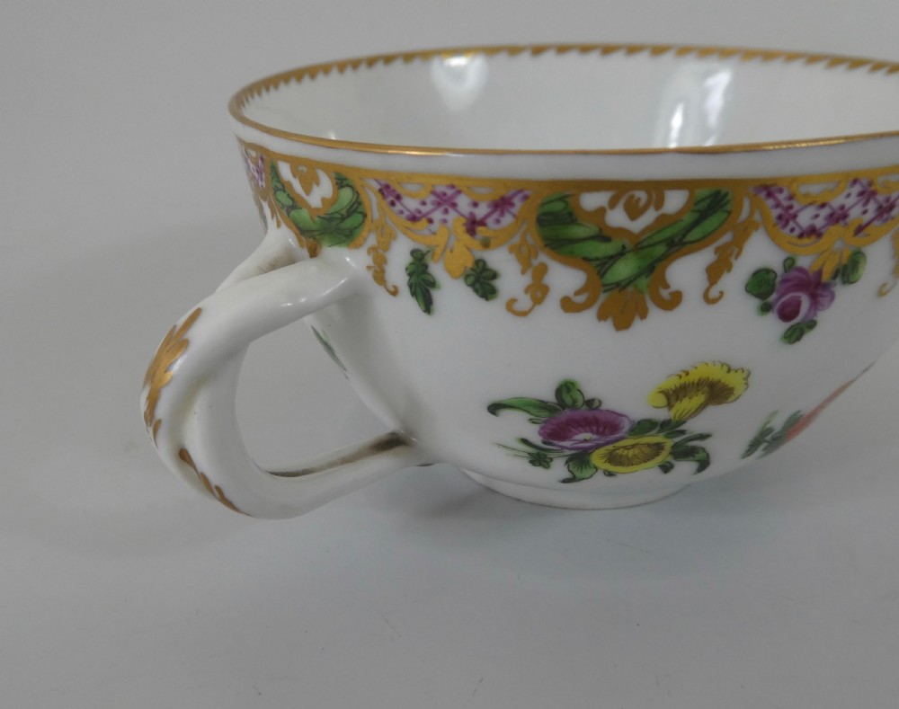 Bristol porcelain cup, saucer & spoon, c. 1775. Ludlow Service. View XI
