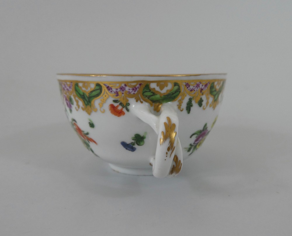 Bristol porcelain cup, saucer & spoon, c. 1775. Ludlow Service. View XIII