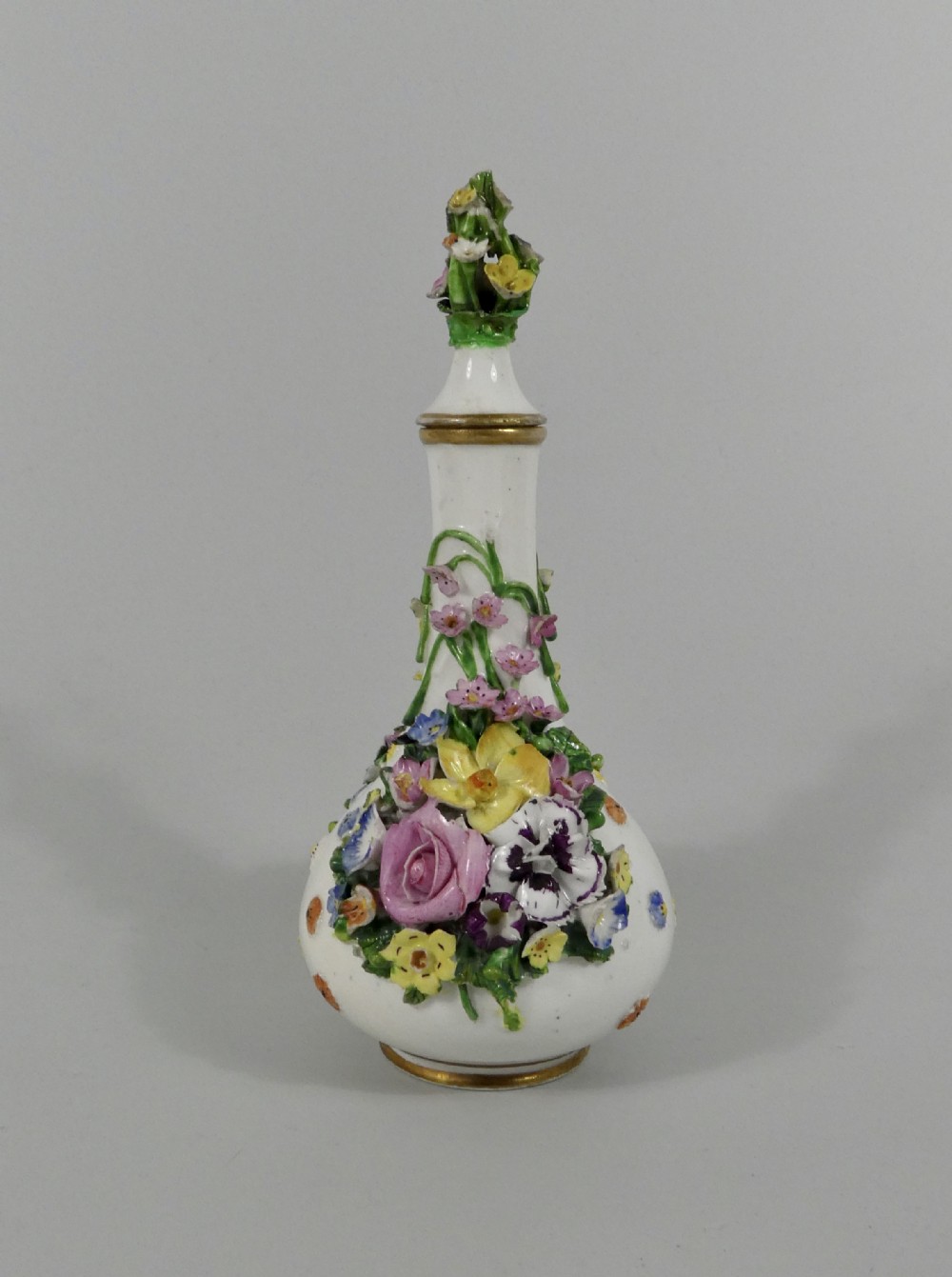 Coalport porcelain encrusted scent bottle, c. 1830.