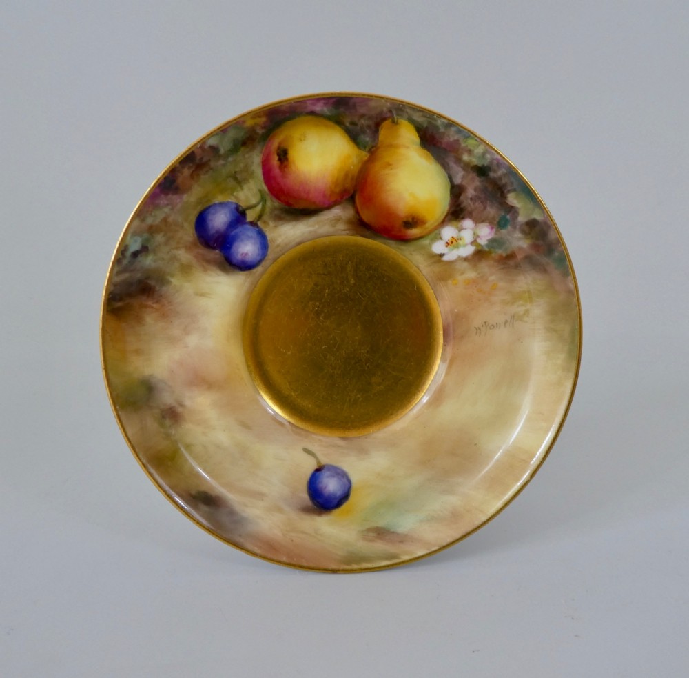 Royal Worcester coffee can and saucer. Fruit, dated 1925. View II