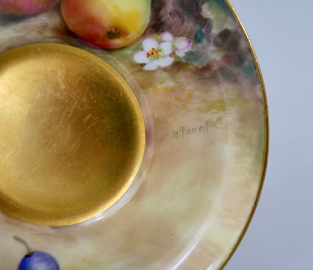 Royal Worcester coffee can and saucer. Fruit, dated 1925. View III