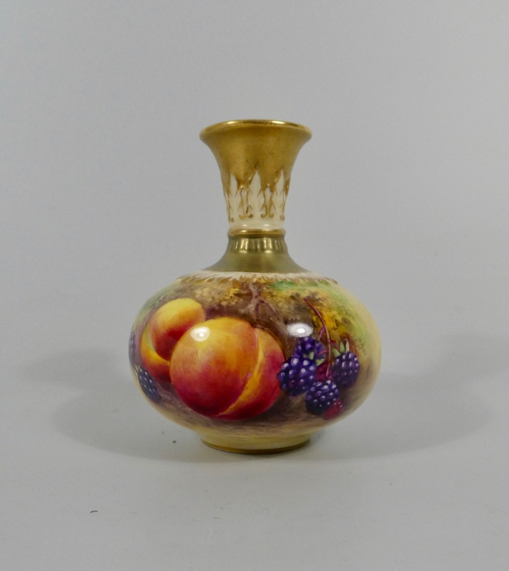 Royal Worcester vase. Fruit painted by T. Lockyer, d. 1933.