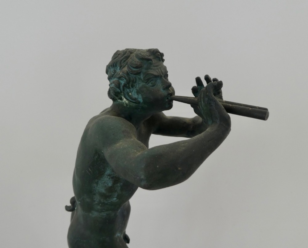 Italian Grand Tour bronze ‘Pan’ playing pipes, c. 1870. View II