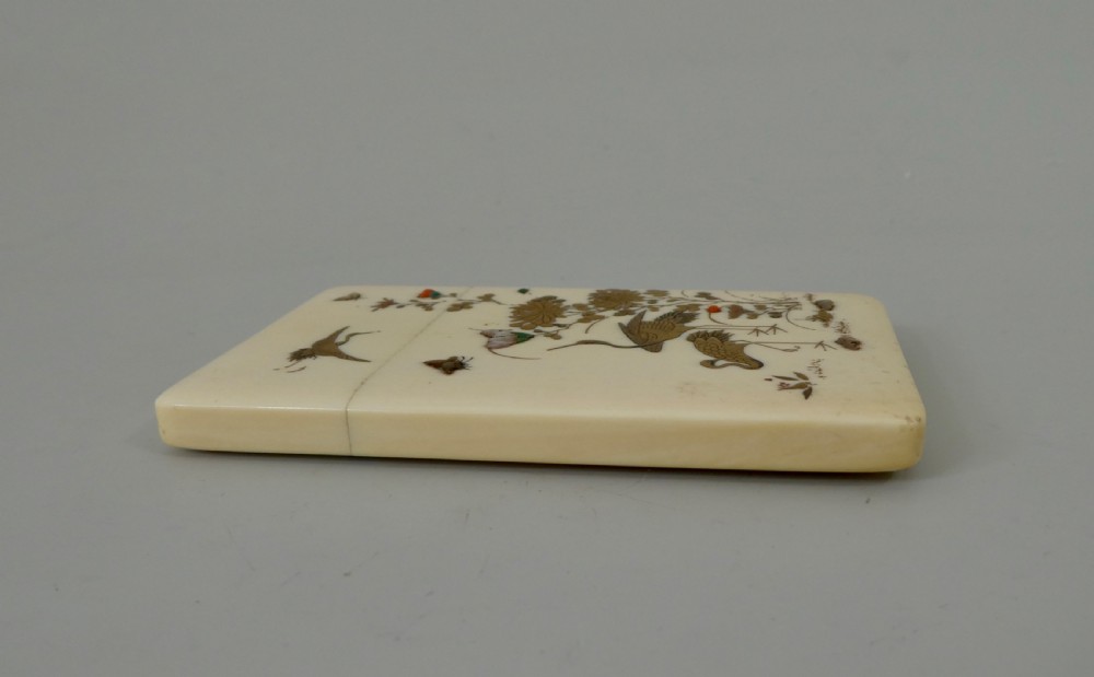 Japanese Shibayama card case, signed. c. 1890. Meiji Period. View VII