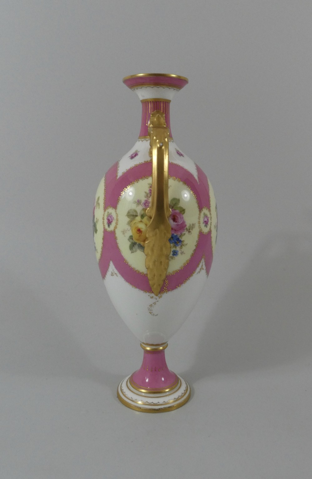Royal Crown Derby porcelain vase, dated 1907. View V