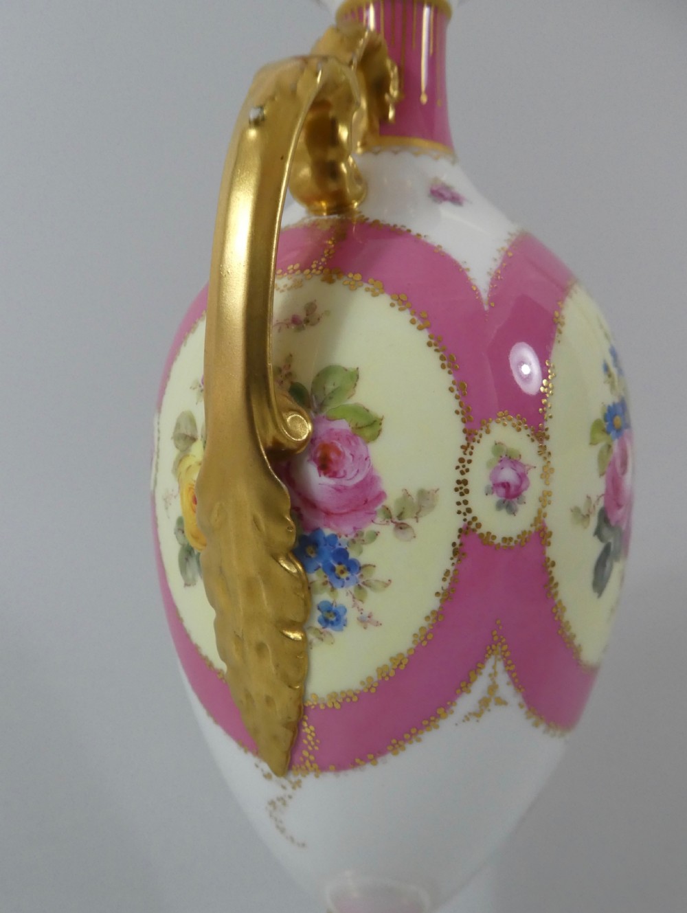 Royal Crown Derby porcelain vase, dated 1907. View VI