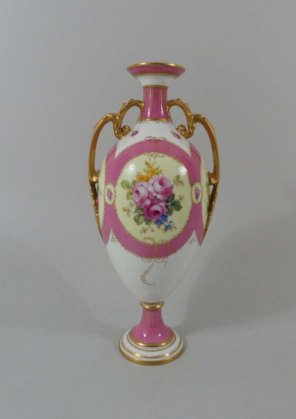 Royal Crown Derby porcelain vase, dated 1907. View VIII