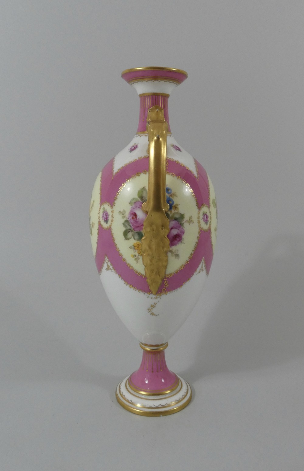 Royal Crown Derby porcelain vase, dated 1907. View X