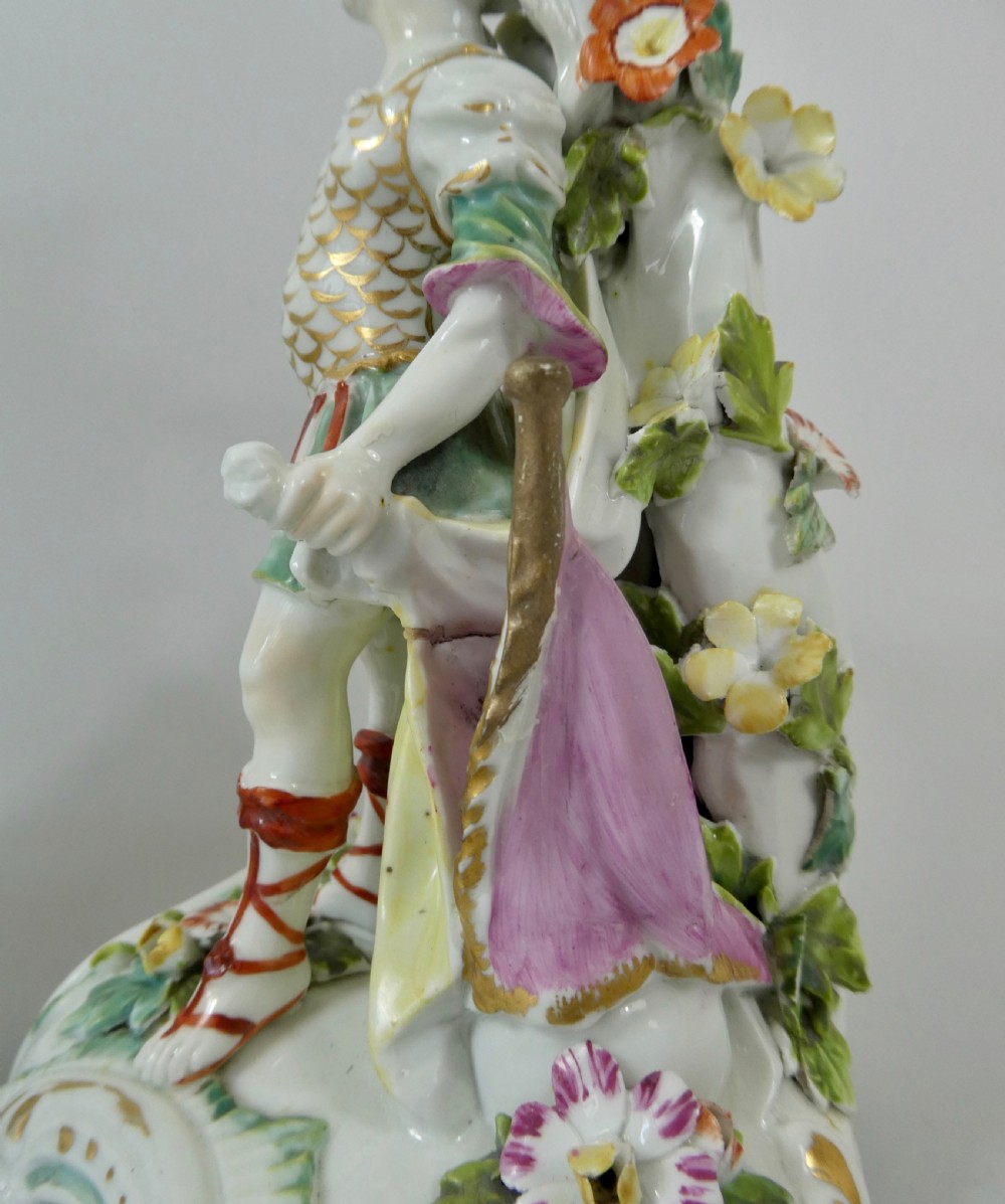 Pair Derby porcelain candlesticks, c. 1760. View VIII