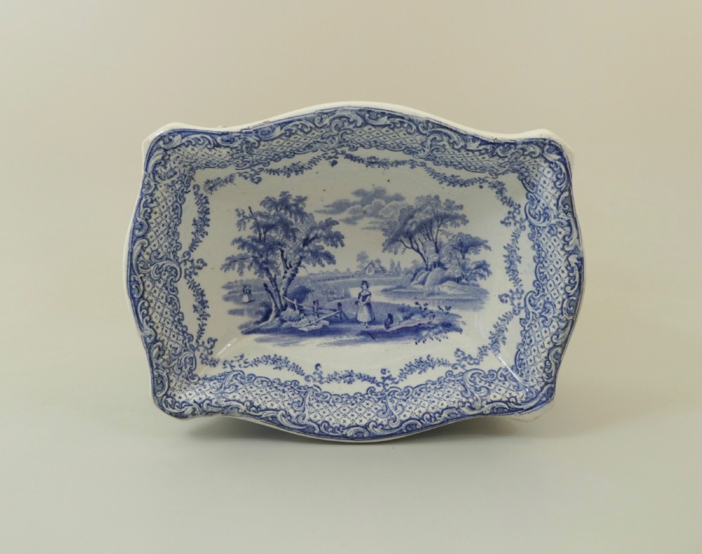 Rare Ridgway blue & white dog bowl, c. 1840. View III