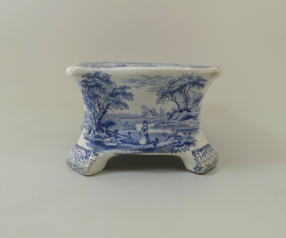 Rare Ridgway blue & white dog bowl, c. 1840. View VI