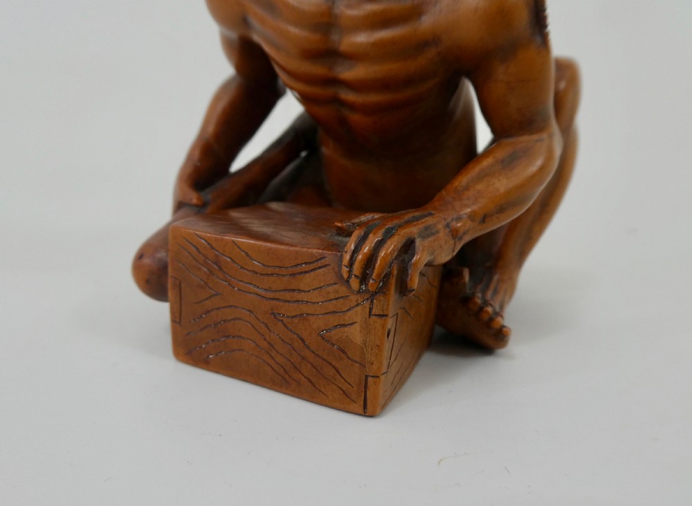 Japanese boxwood okimono ‘The Rat Catcher’. Meiji Period. View VIII