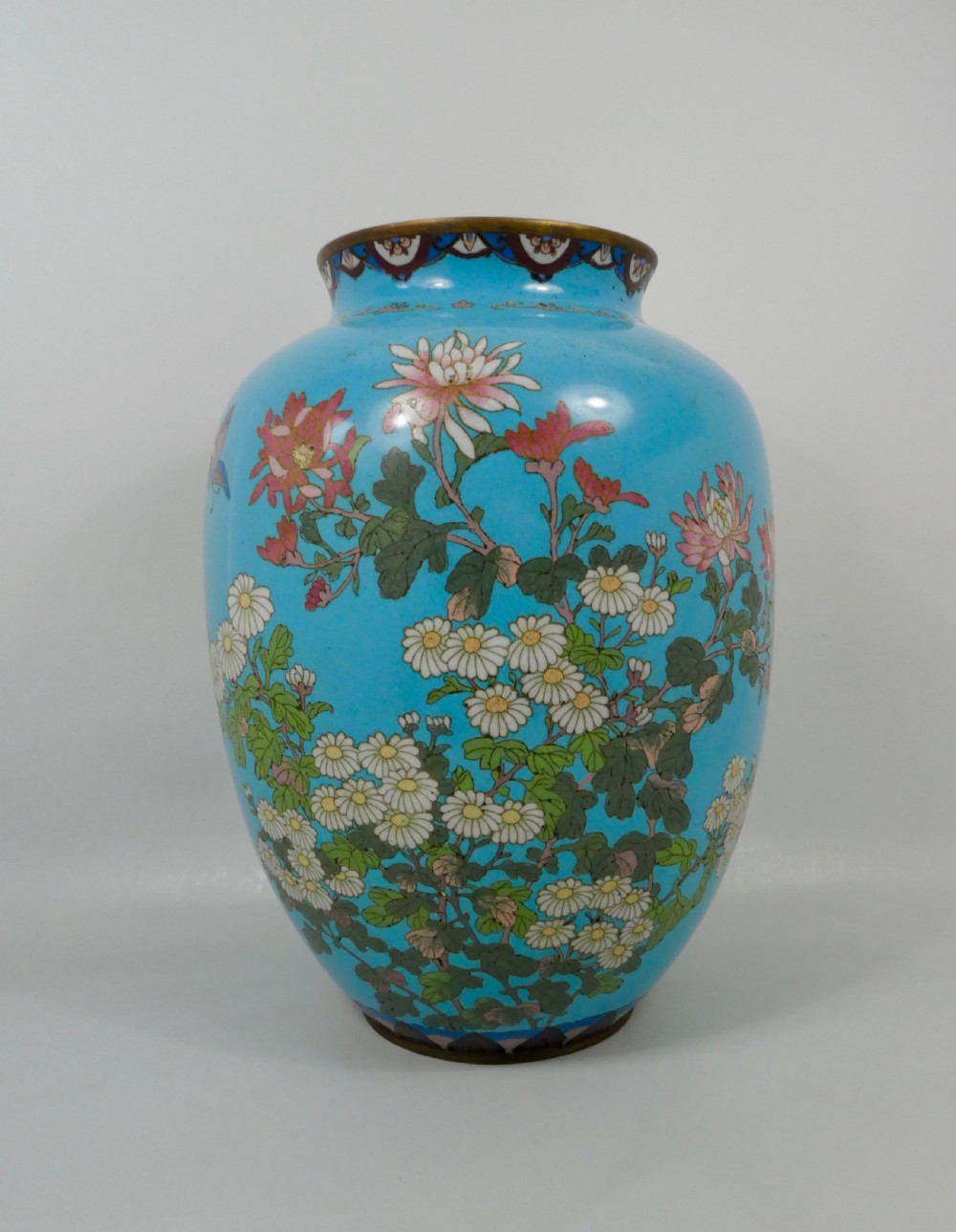 Pair of large Japanese cloisonne vases, Meiji Period. View II