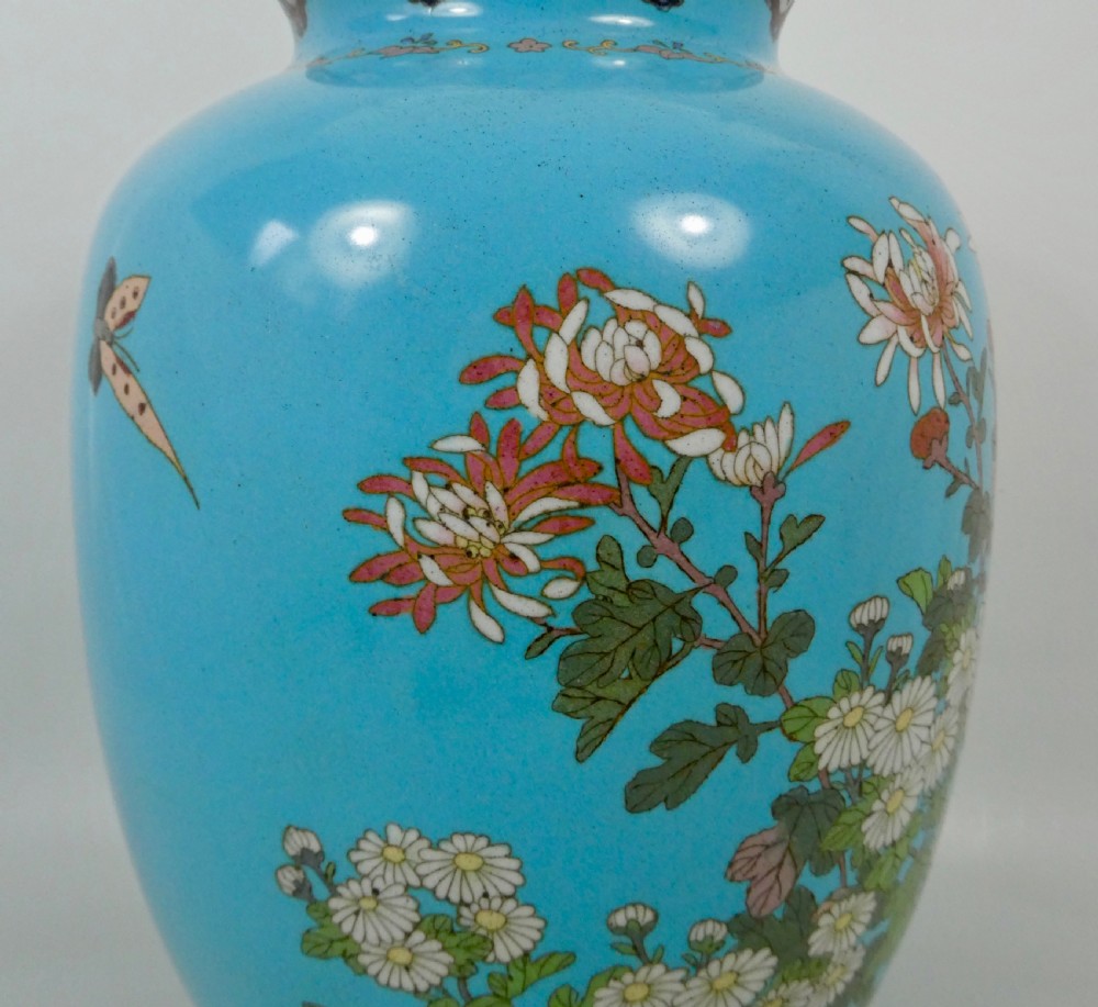 Pair of large Japanese cloisonne vases, Meiji Period. View IX