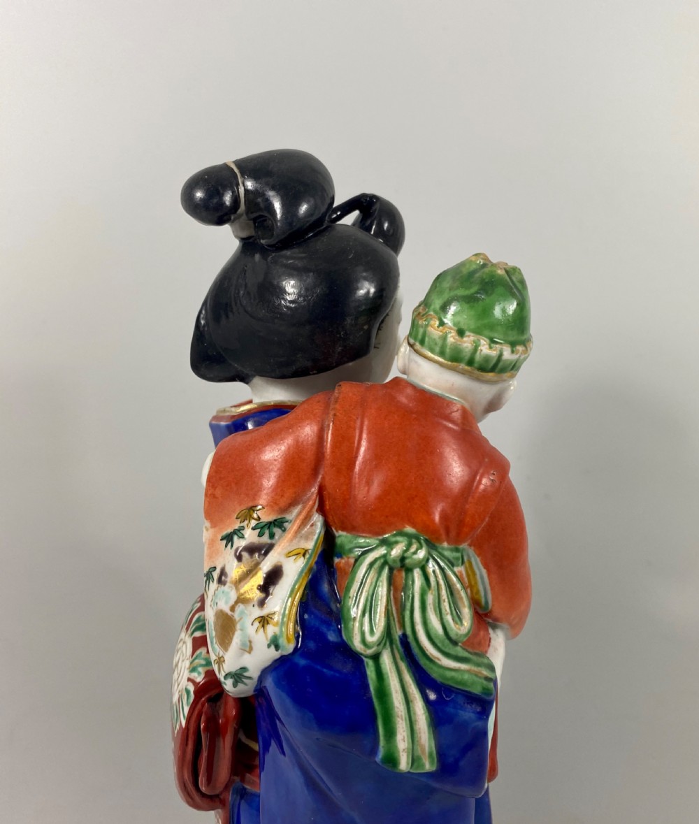Kutani Bijin and child, c. 1890. Meiji Period. View XII