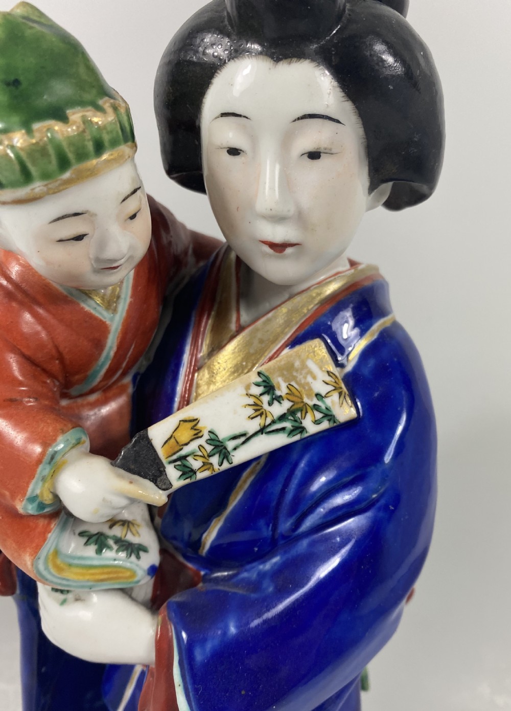 Kutani Bijin and child, c. 1890. Meiji Period. View XIII