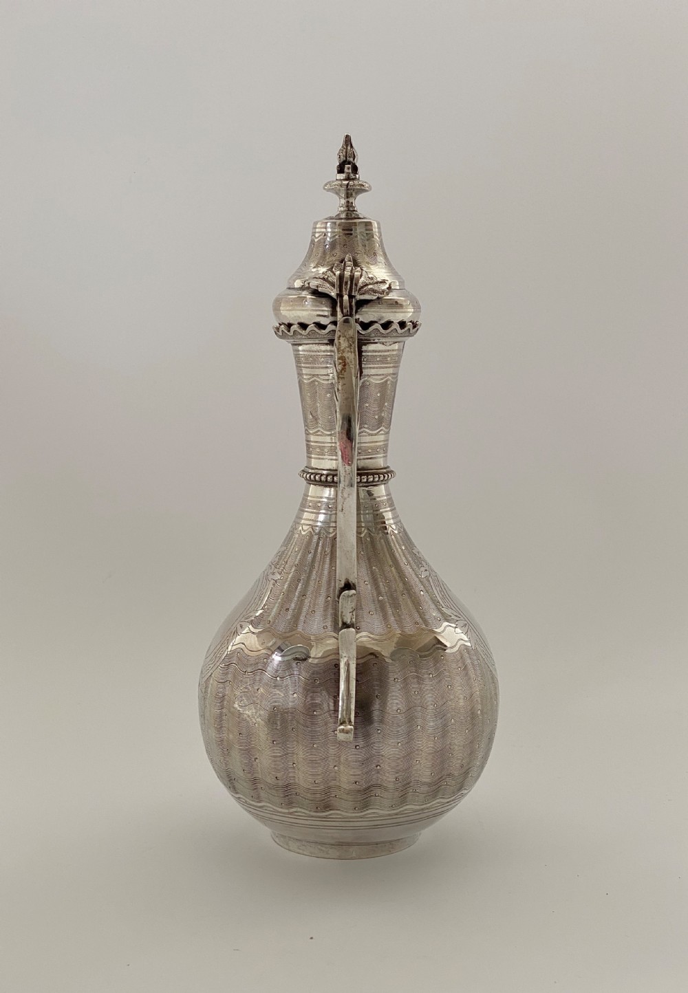 Turkish silver ewer & cover, Islamic taste, c. 1890. View II