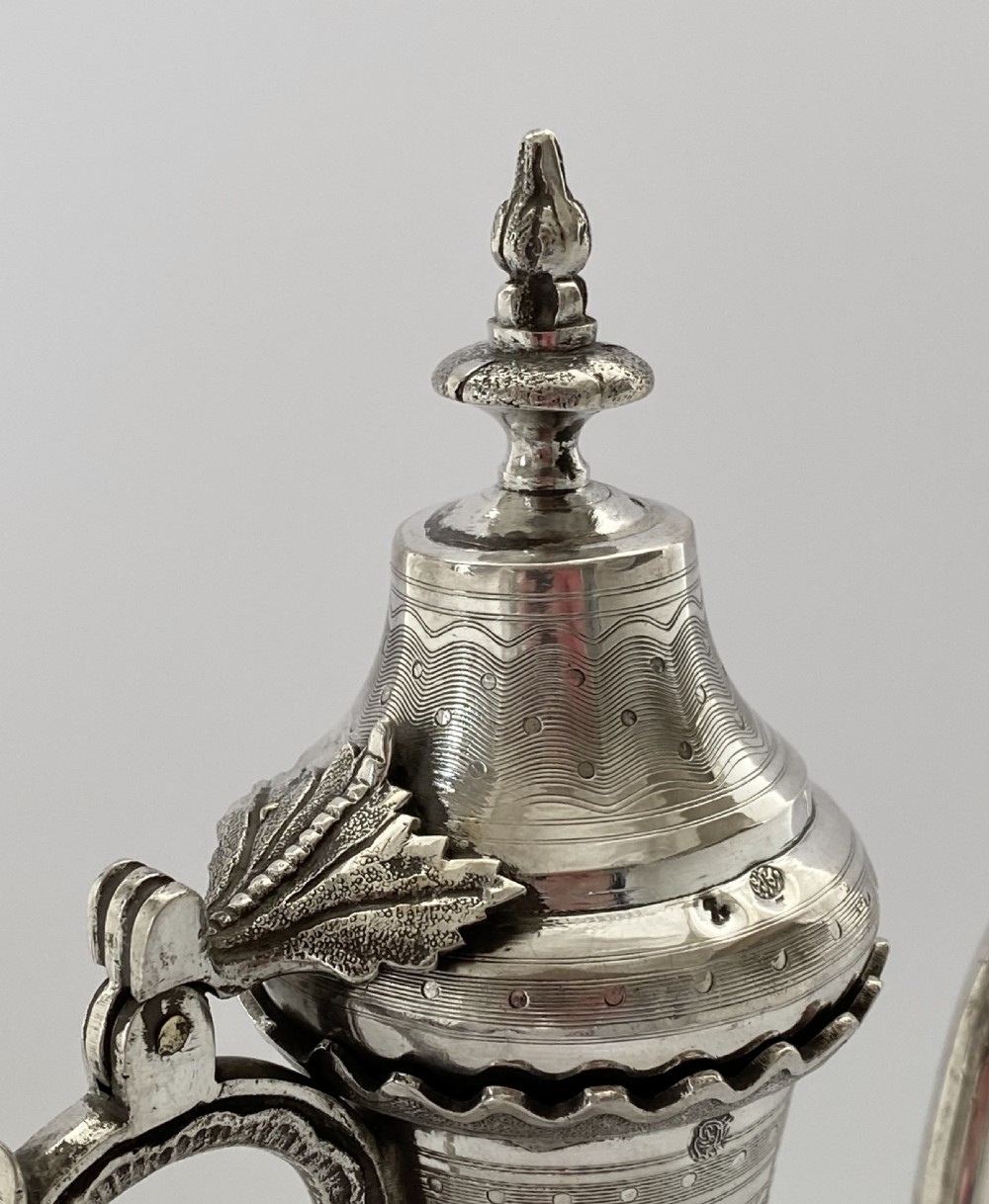 Turkish silver ewer & cover, Islamic taste, c. 1890. View VII