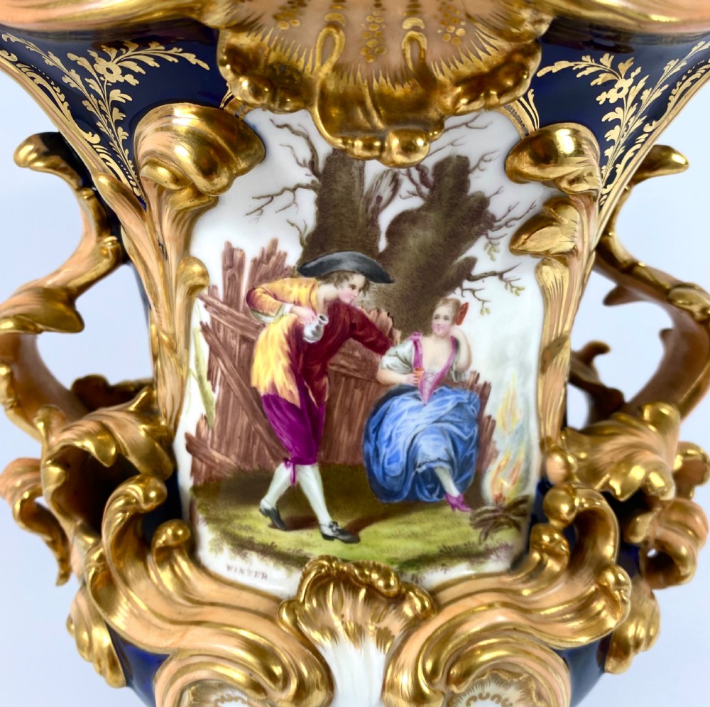 Fine pair Minton porcelain vases & covers, c. 1830. View V