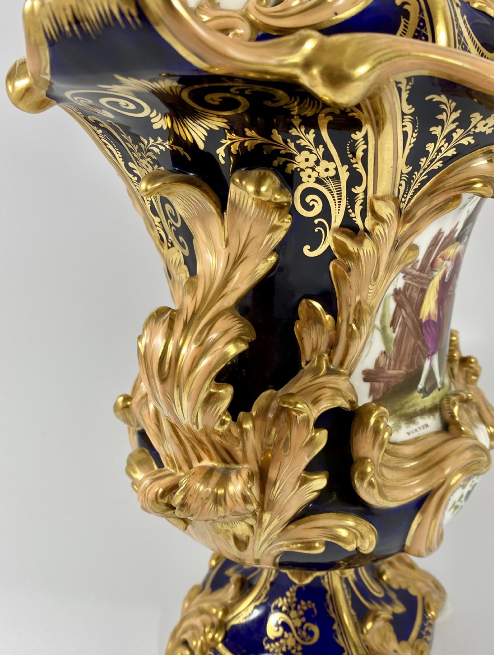 Fine pair Minton porcelain vases & covers, c. 1830. View IX