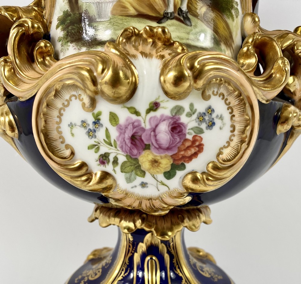 Fine pair Minton porcelain vases & covers, c. 1830. View XII