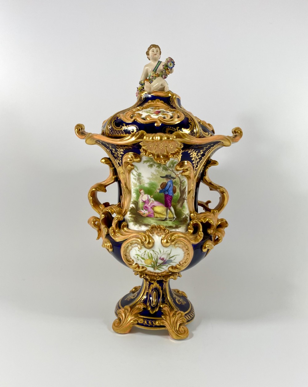Fine pair Minton porcelain vases & covers, c. 1830. View XVII