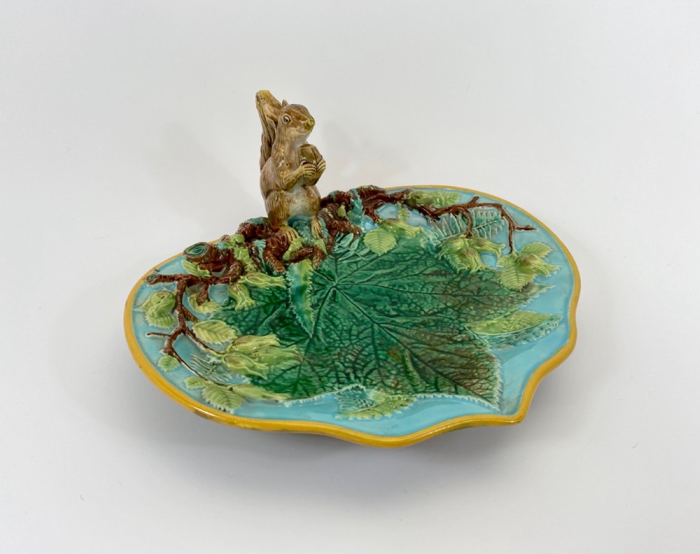 George Jones majolica Squirrel dish, c. 1875. View II