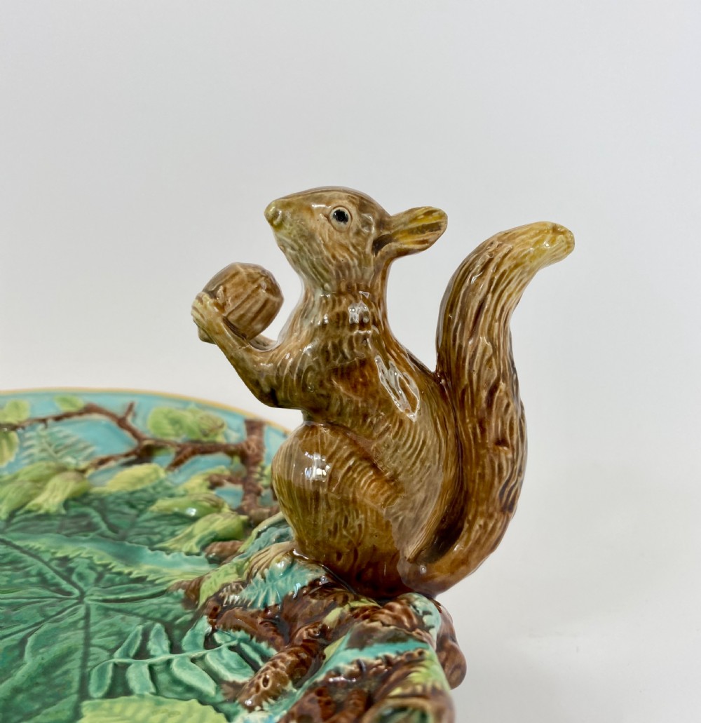 George Jones majolica Squirrel dish, c. 1875. View IV