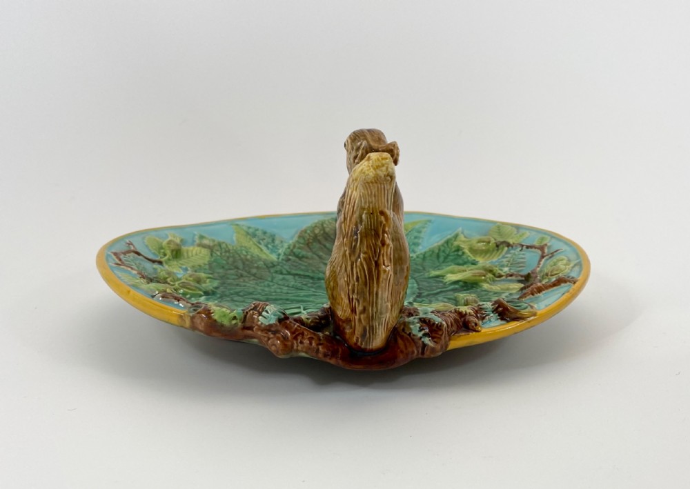 George Jones majolica Squirrel dish, c. 1875. View VI