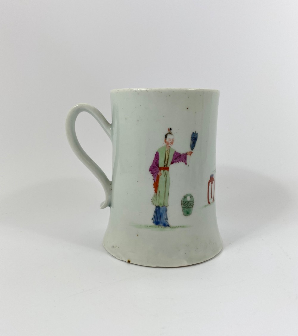 Worcester porcelain mug, c. 1754. Scratch Cross period. View III