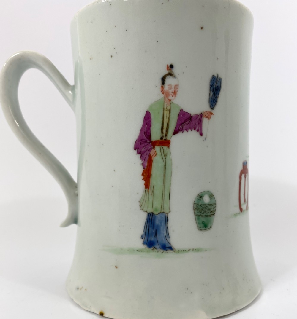 Worcester porcelain mug, c. 1754. Scratch Cross period. View V