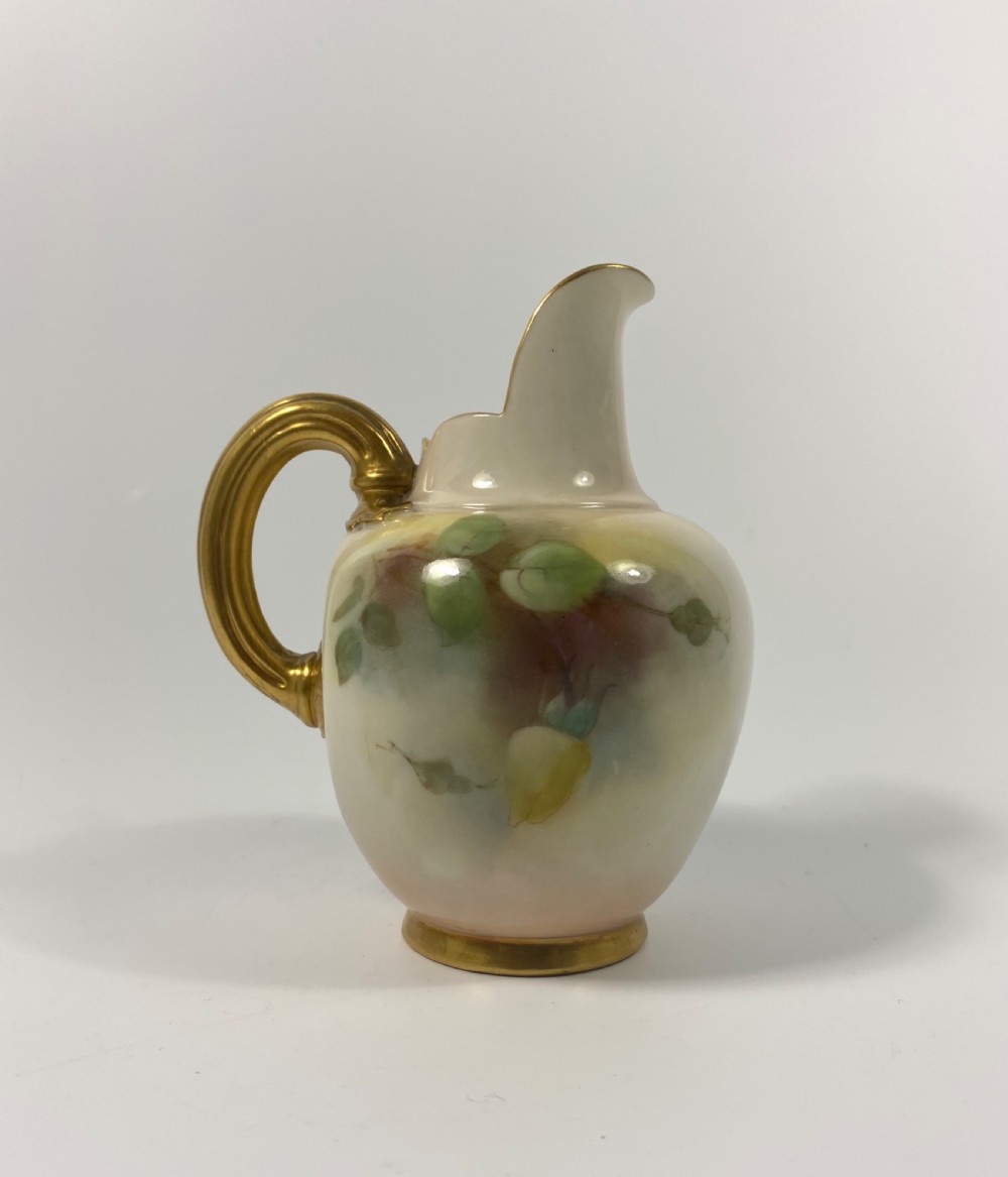 Royal Worcester porcelain Flat Back jug, Roses, dated 1911. View V