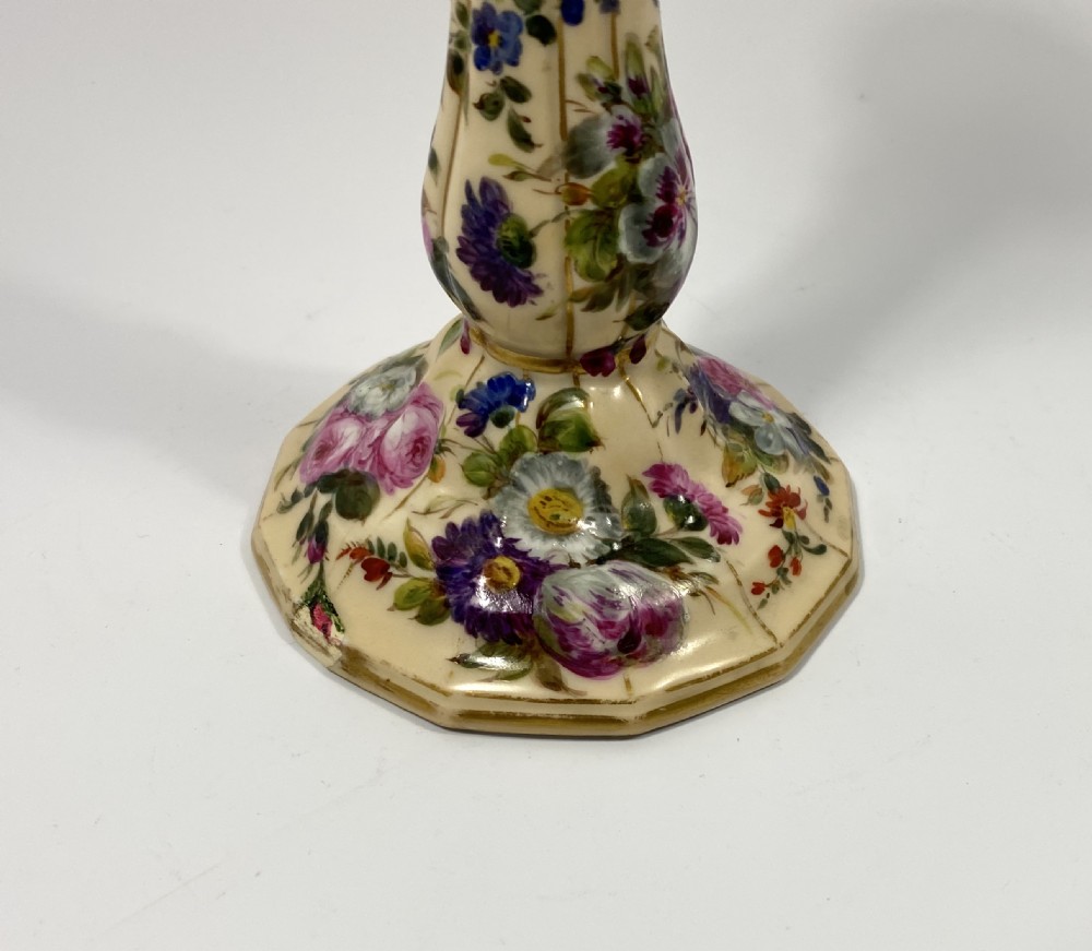 Pair Paris porcelain candlesticks, c. 1840. View III
