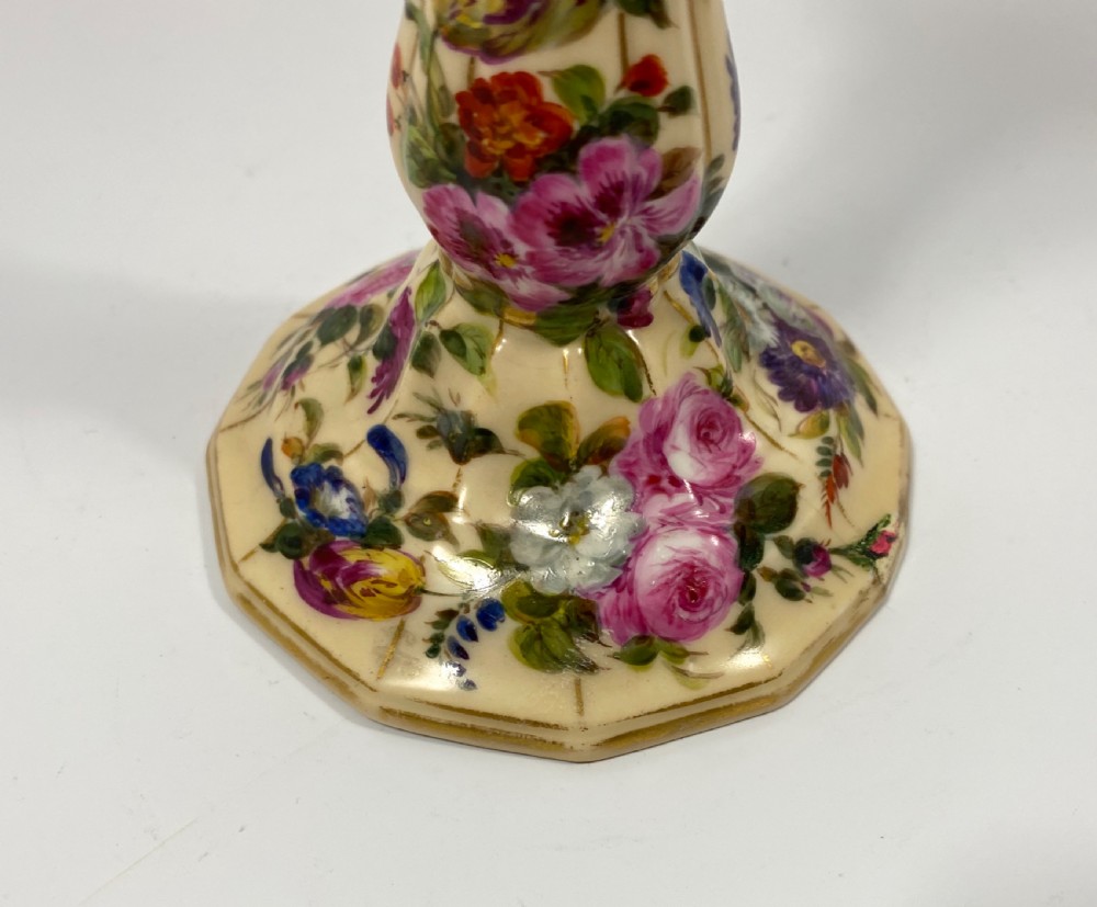 Pair Paris porcelain candlesticks, c. 1840. View V