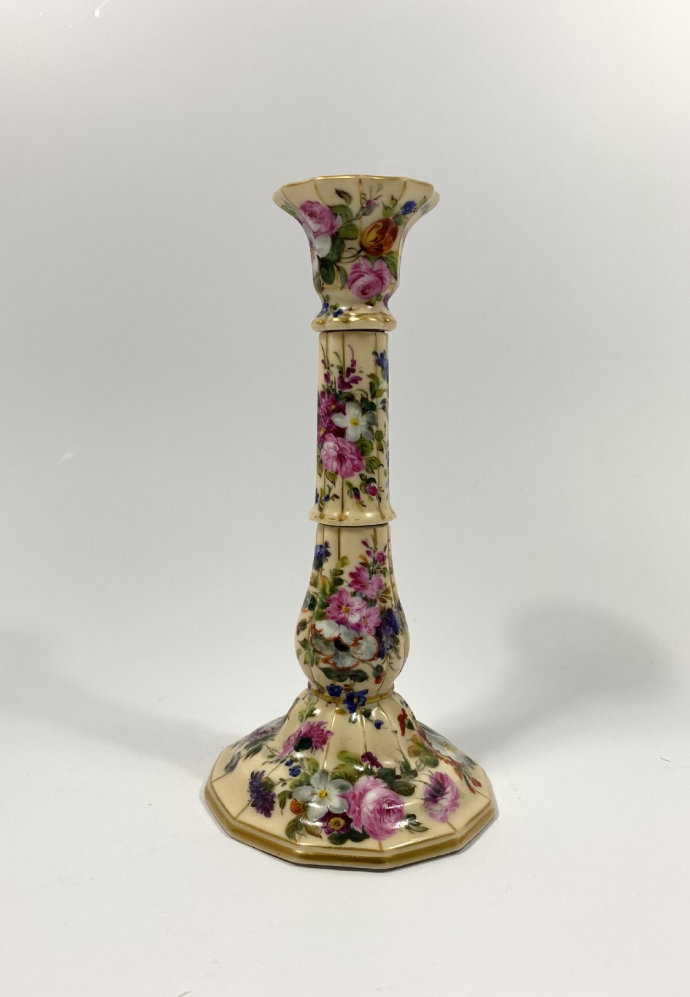 Pair Paris porcelain candlesticks, c. 1840. View VI