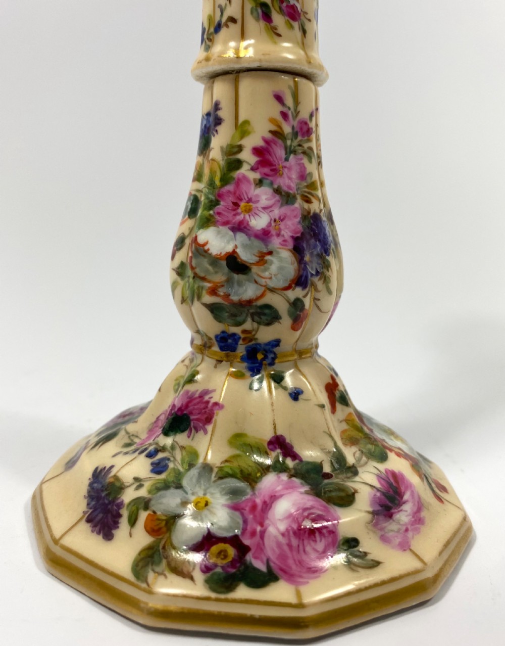 Pair Paris porcelain candlesticks, c. 1840. View IX