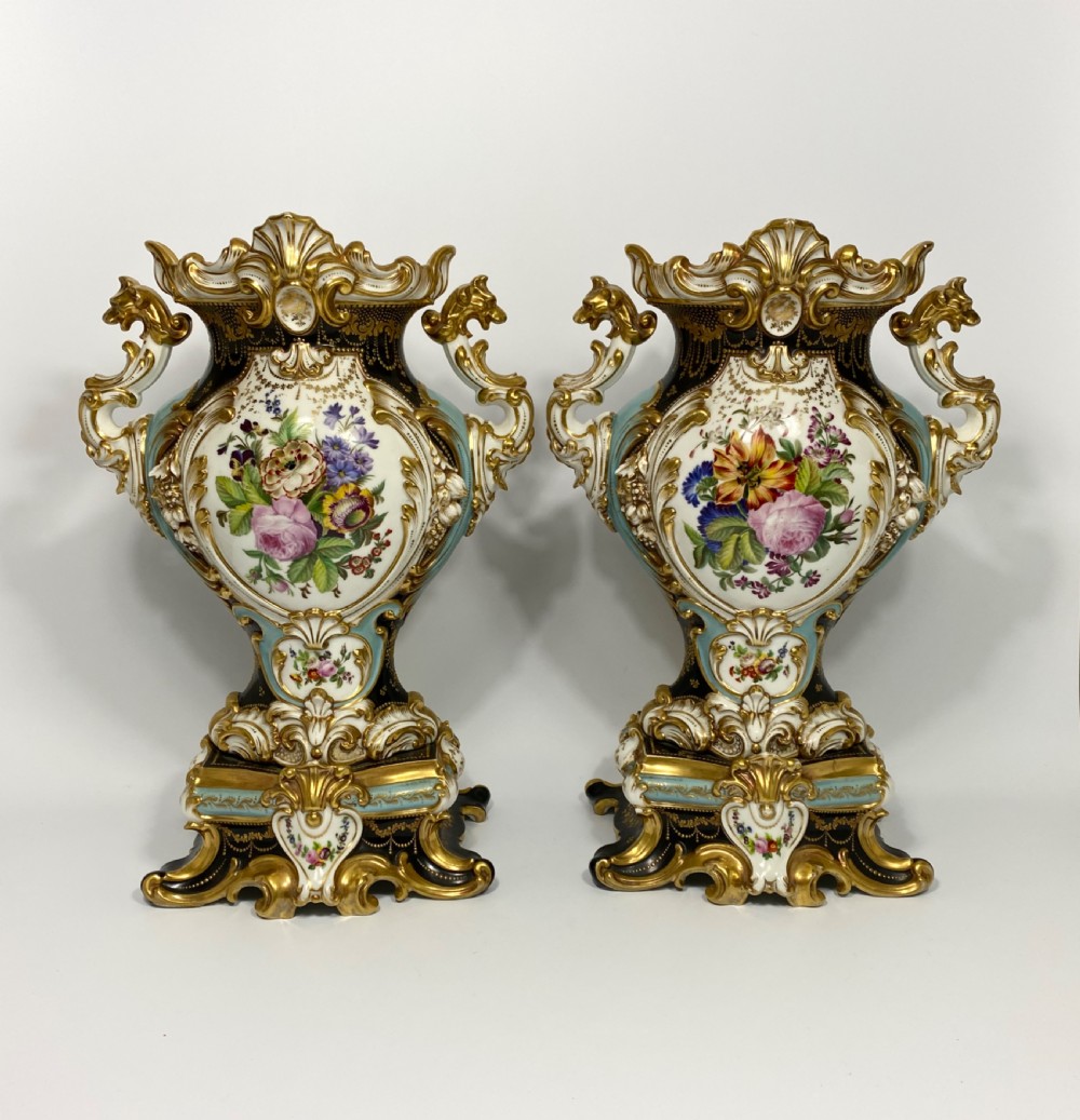 Pair Jacob Petit porcelain vases, c. 1840.