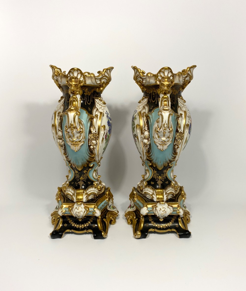 Pair Jacob Petit porcelain vases, c. 1840. View IV