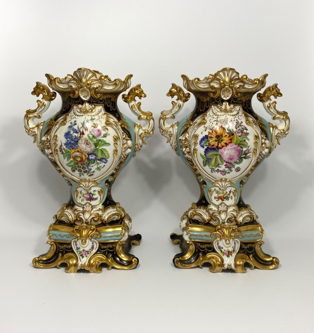 Pair Jacob Petit porcelain vases, c. 1840. View V
