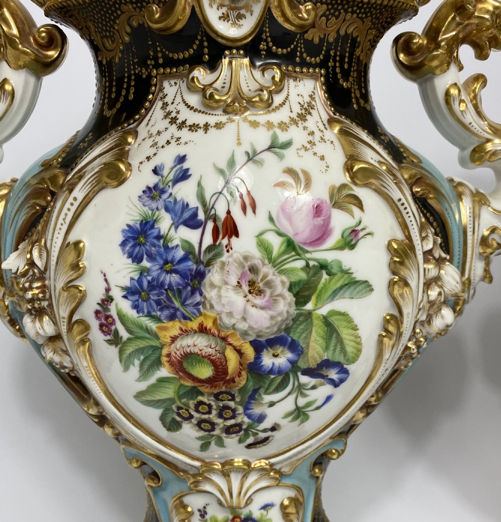 Pair Jacob Petit porcelain vases, c. 1840. View VI