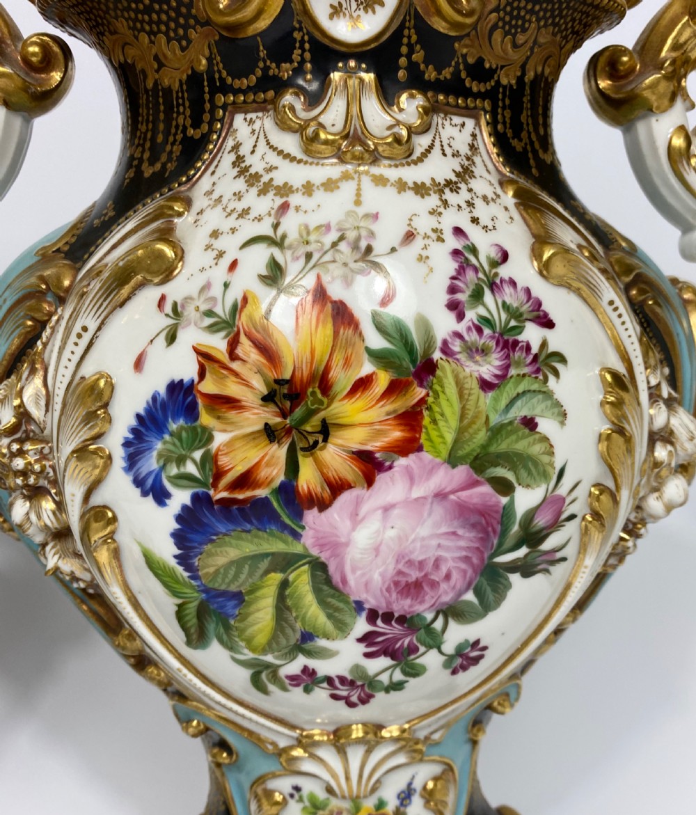 Pair Jacob Petit porcelain vases, c. 1840. View VII