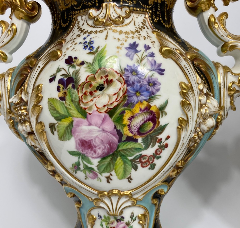 Pair Jacob Petit porcelain vases, c. 1840. View VIII