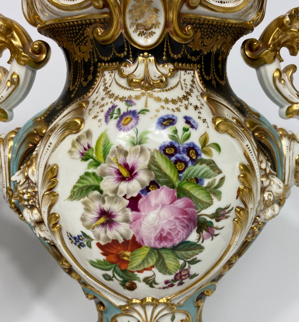 Pair Jacob Petit porcelain vases, c. 1840. View IX
