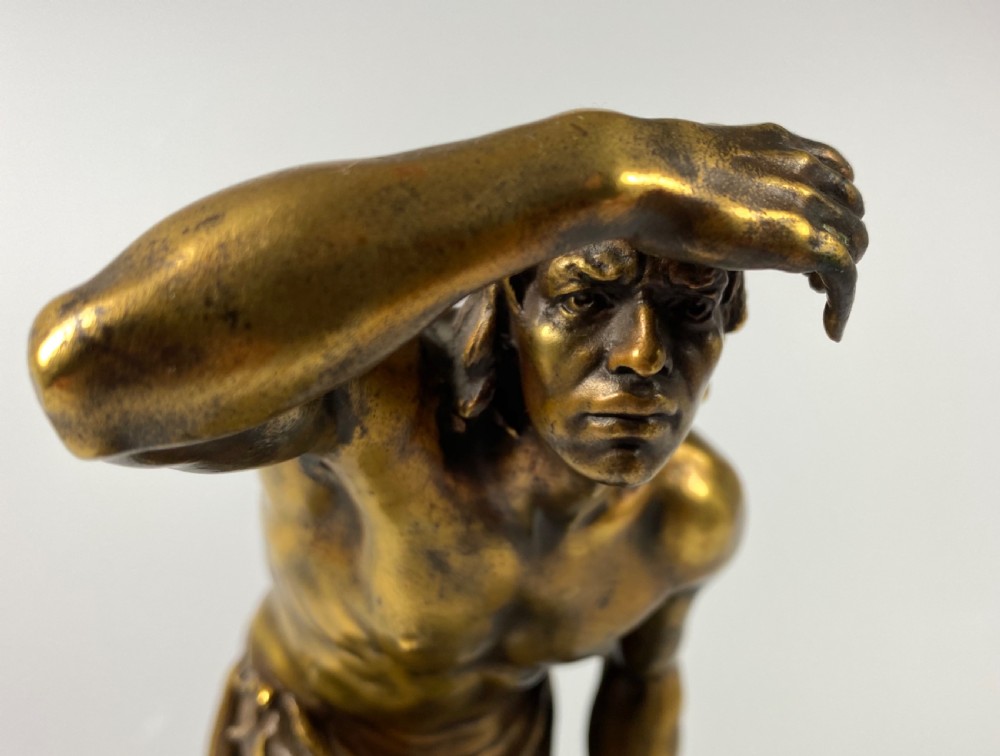 Bronze Native American Brave. Josef Drischler (1838-1917). View XV