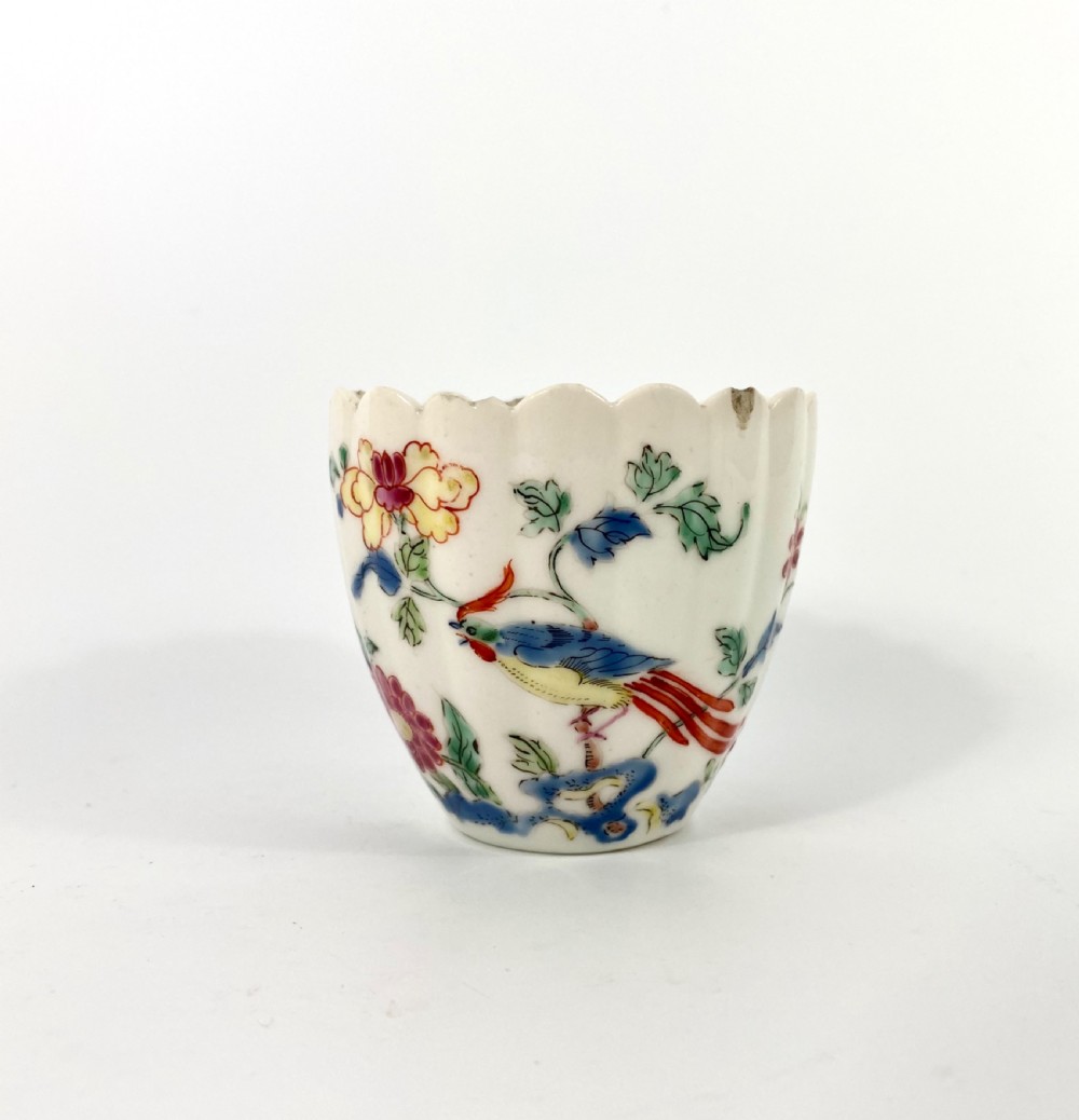 Rare Chelsea porcelain beaker, in famille rose taste, c.1750.